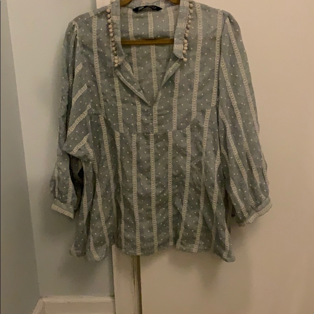 Minty Green Embroidered Zara Cotton Blouse